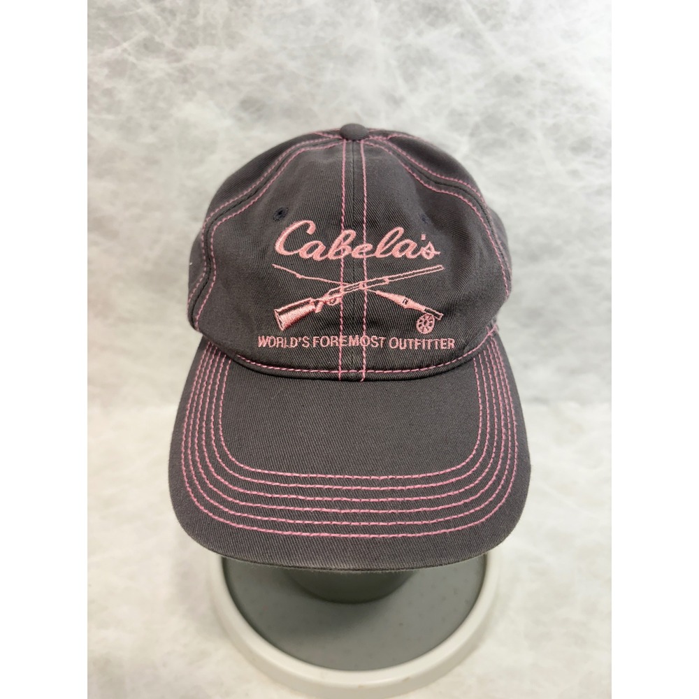 Cabelas Gray Pink‎ Embroidered Logo Baseball Cap Adjustable Hat Womens OSFM